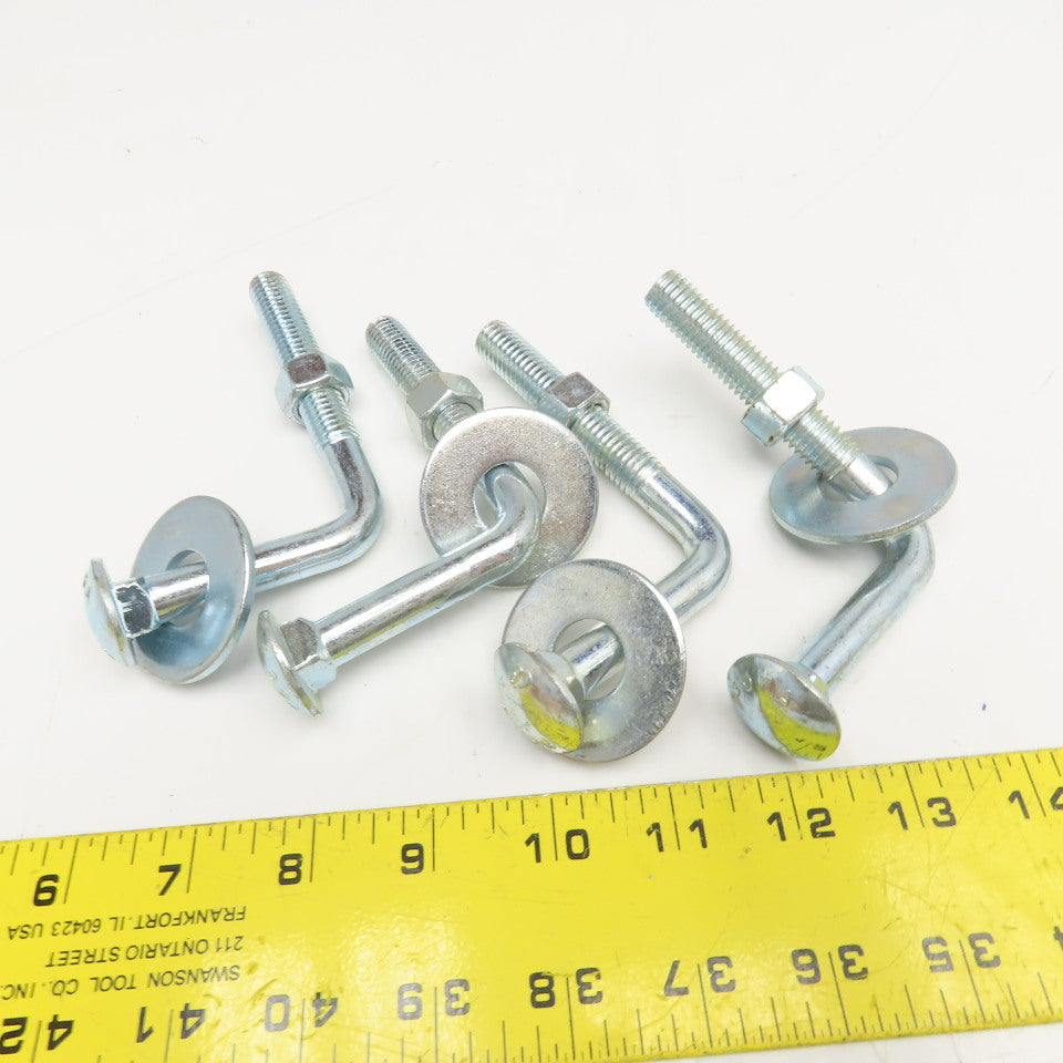 1/2"-13 x 4" Bent Anchor Carriage Bolt 2-1/2" Thread Length Lot Of 4