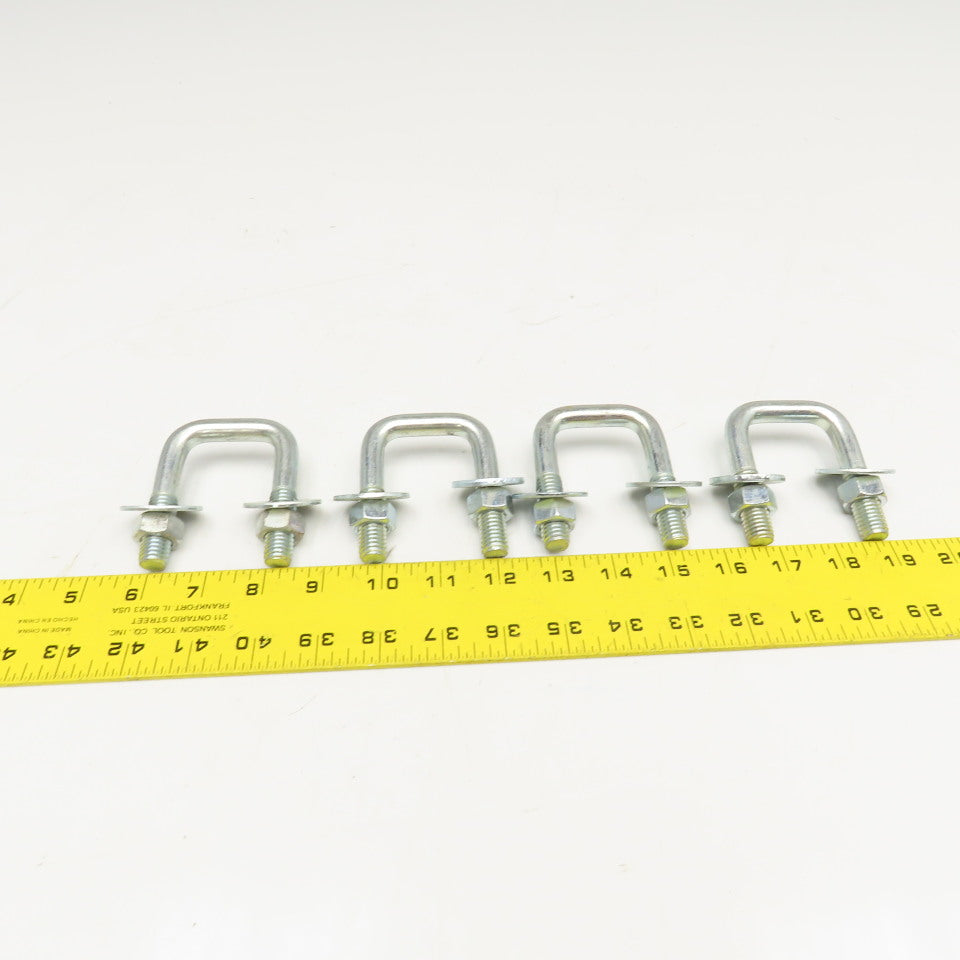 1/2"-13 Square U-Bolt 1-3/8" Thread Length 2-1/2" x 3" OAL Lot Of 4
