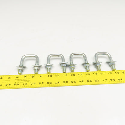 1/2"-13 Square U-Bolt 1-3/8" Thread Length 2-1/2" x 3" OAL Lot Of 4