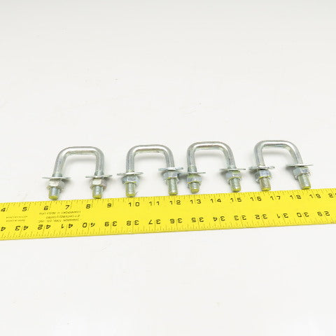 1/2"-13 Square U-Bolt 1-3/8" Thread Length 2-1/2" x 3" OAL Lot Of 4
