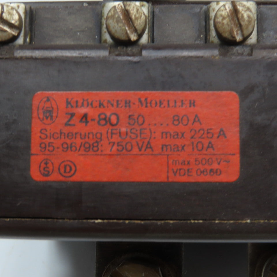 Klockner Moeller Z4-80 50-80Amp Trip Overload Module