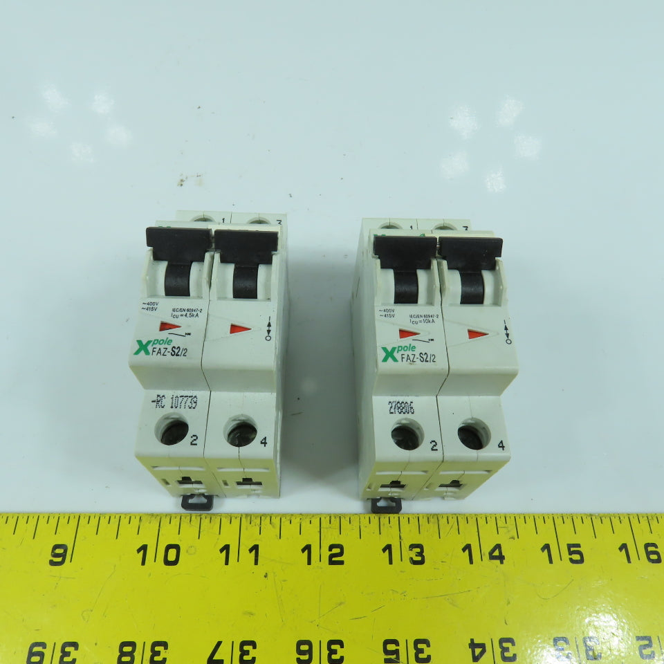 Moeller FAZ-S2/2 2-Pole Circuit Breaker 50/60HZ 415V Lot Of 2