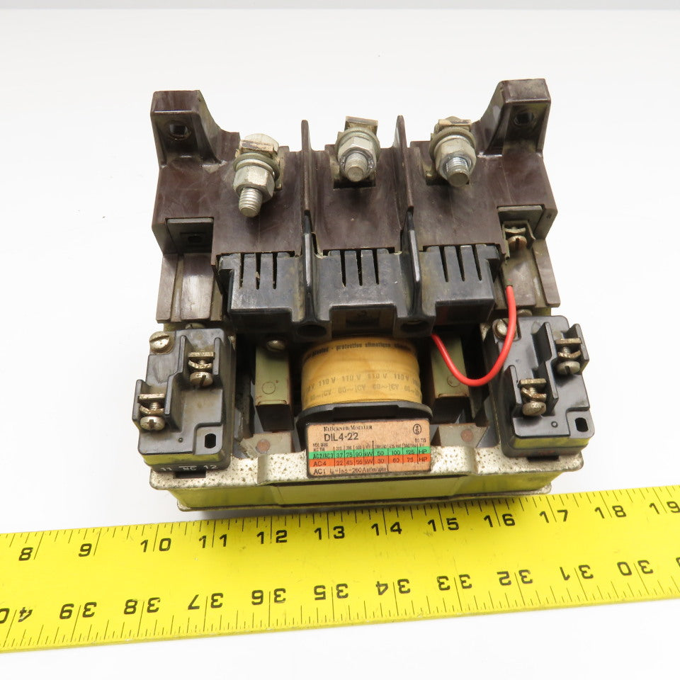 Klockner Moeller DIL 4-22 600V 125Hp MAX Contactor 110V 60Hz Coil