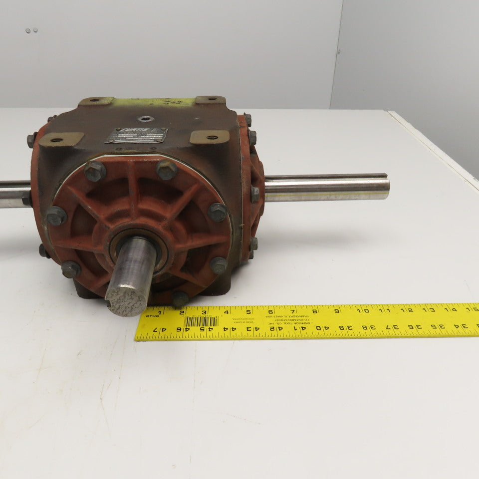 Curtis No. 515 911701-2 1:1 Ratio Dual Output Type D Right Angle Gear Box 1 and 1/4 " shaft
