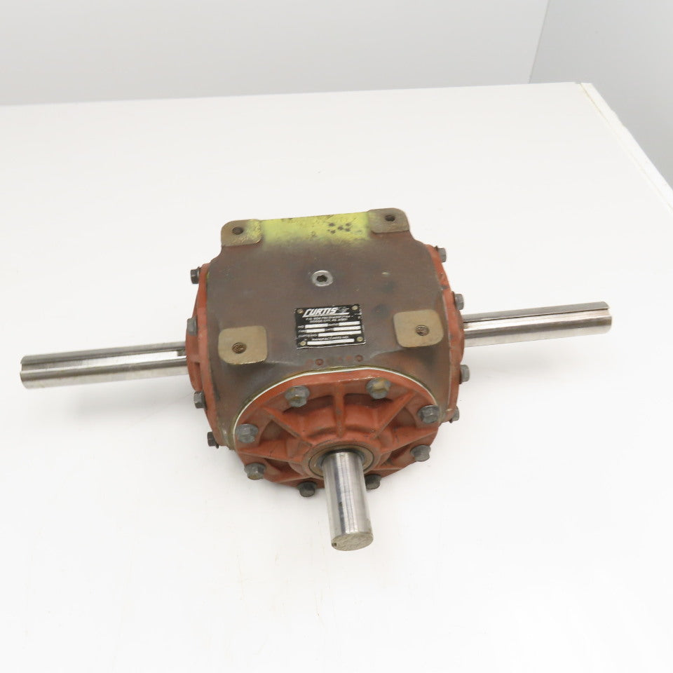 Curtis No. 515 911701-2 1:1 Ratio Dual Output Type D Right Angle Gear Box 1 and 1/4 " shaft