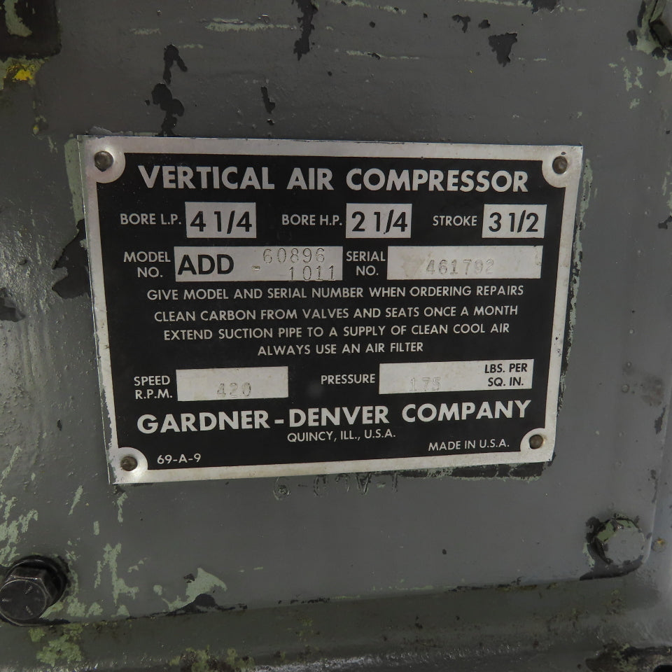 Gardner Denver ACD1 ADD 60896-1011 Piston Air Compressor Pump Head Parts/Repair