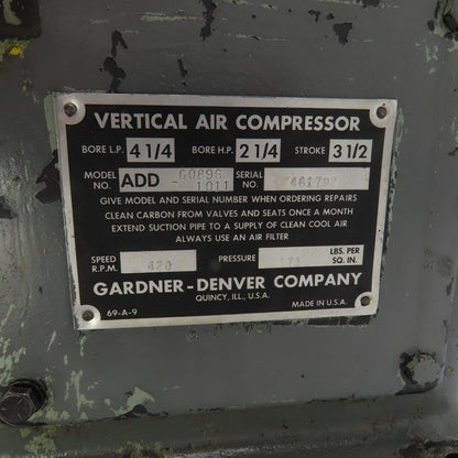 Gardner Denver ACD1 ADD 60896-1011 Piston Air Compressor Pump Head Parts/Repair