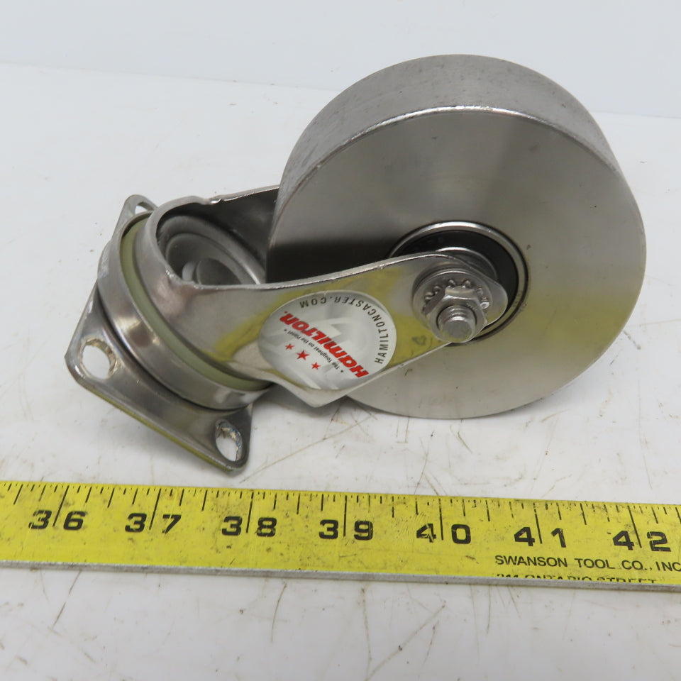 Hamilton S-STL-4SZ Stainless Steel Swivel Plate Caster 4" x 1-3/8"
