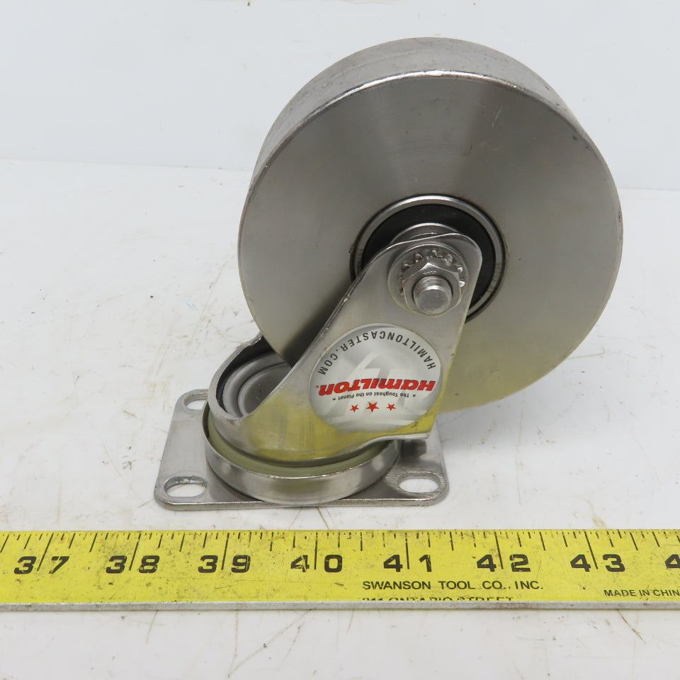 Hamilton S-STL-4SZ Stainless Steel Swivel Plate Caster 4" x 1-3/8"