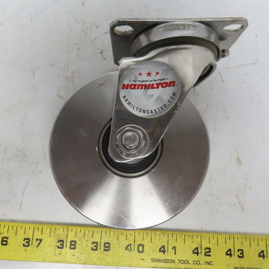 Hamilton S-STL-4SZ Stainless Steel Swivel Plate Caster 4" x 1-3/8"