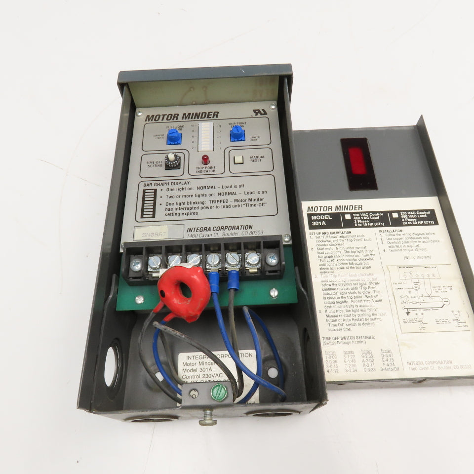 Integra Motor Minder 301A-CT1 230V Control 5-15Hp Motor 3Ph Monitor