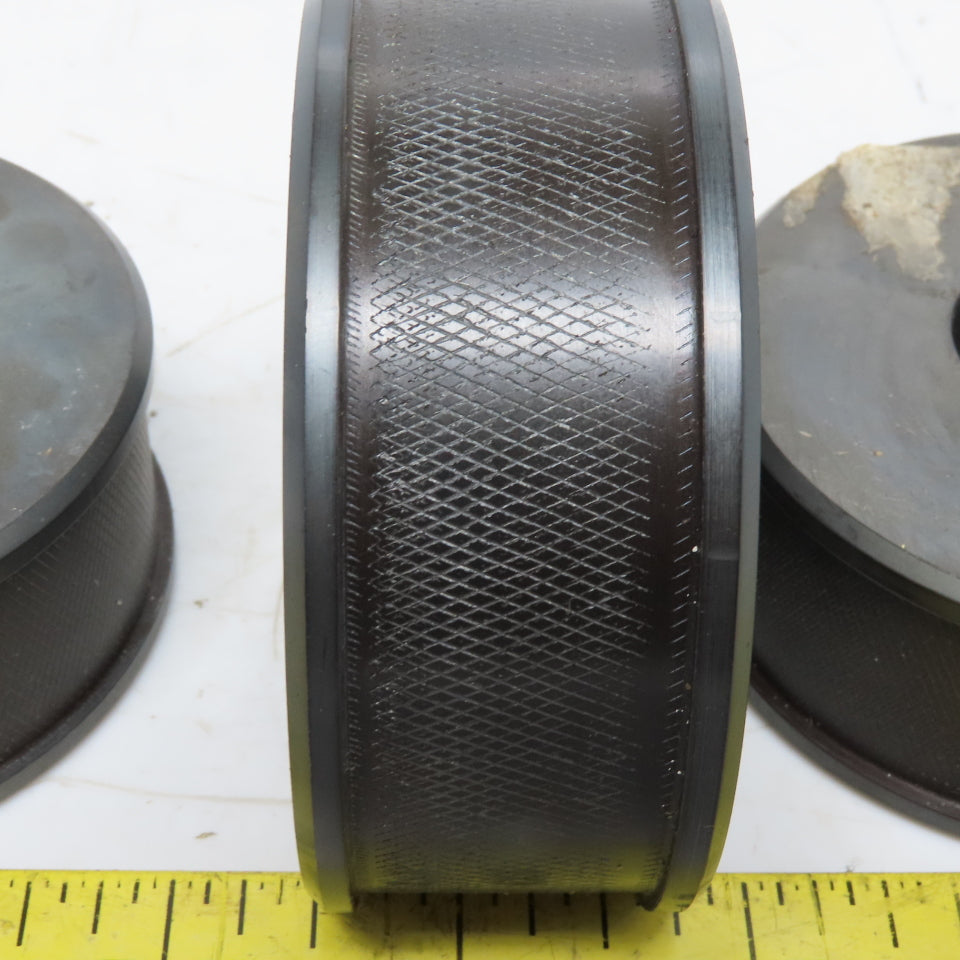 3" Diam x 0.90" Face Knurled Pulley Idler 1-1/2" Keyed Bore 1-1/4" Wide Lot of 3