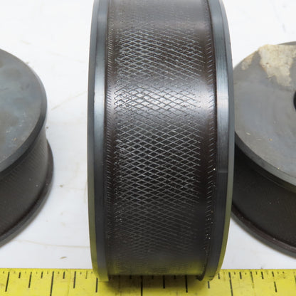 3" Diam x 0.90" Face Knurled Pulley Idler 1-1/2" Keyed Bore 1-1/4" Wide Lot of 3