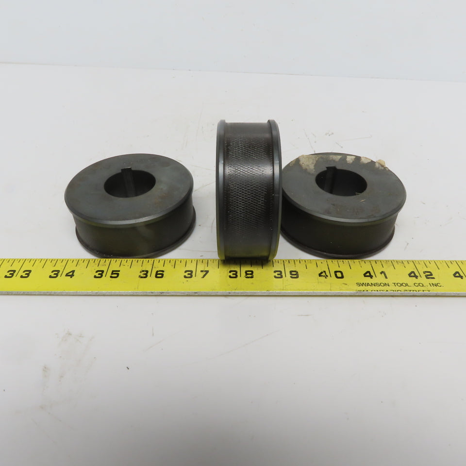3" Diam x 0.90" Face Knurled Pulley Idler 1-1/2" Keyed Bore 1-1/4" Wide Lot of 3