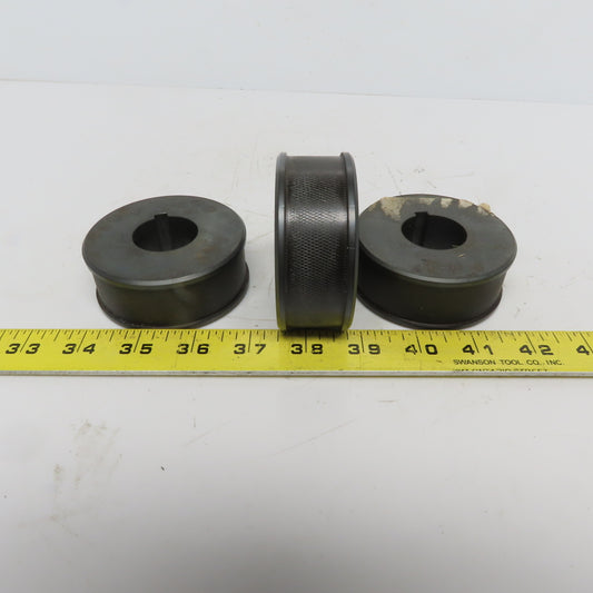 3" Diam x 0.90" Face Knurled Pulley Idler 1-1/2" Keyed Bore 1-1/4" Wide Lot of 3