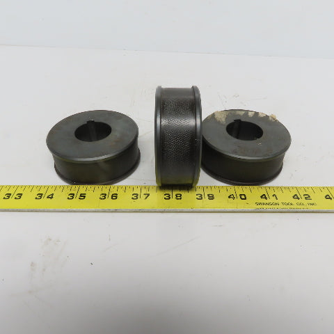 3" Diam x 0.90" Face Knurled Pulley Idler 1-1/2" Keyed Bore 1-1/4" Wide Lot of 3