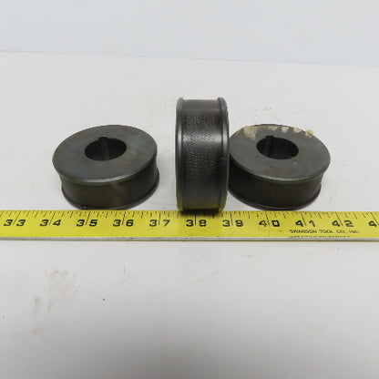 3" Diam x 0.90" Face Knurled Pulley Idler 1-1/2" Keyed Bore 1-1/4" Wide Lot of 3