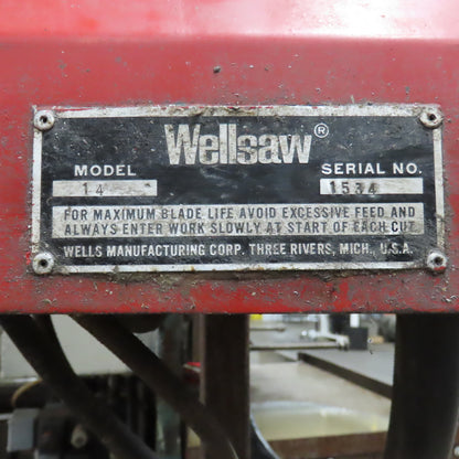 Wellsaw 14 15" x 18" Automatic Power Feed Horizontal Metal Bandsaw 480V 3PH