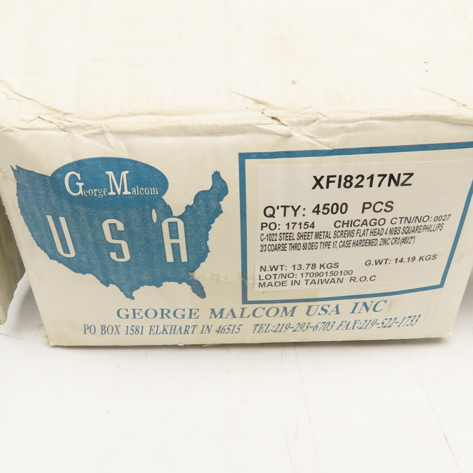 George Malcom XFI8217NZ #8 x 2" Sheet Metal Screw Combo Drive 29 Lbs.