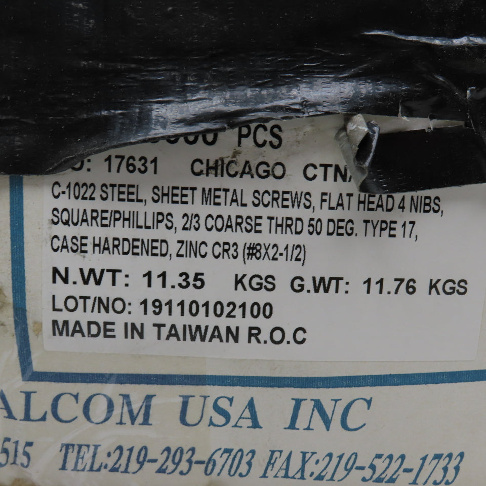 George Malcom XFI8212NZ #8 x 2-1/2" Sheet Metal Screw Combo Drive 22 Lbs.