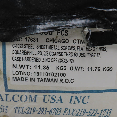 George Malcom XFI8212NZ #8 x 2-1/2" Sheet Metal Screw Combo Drive 22 Lbs.