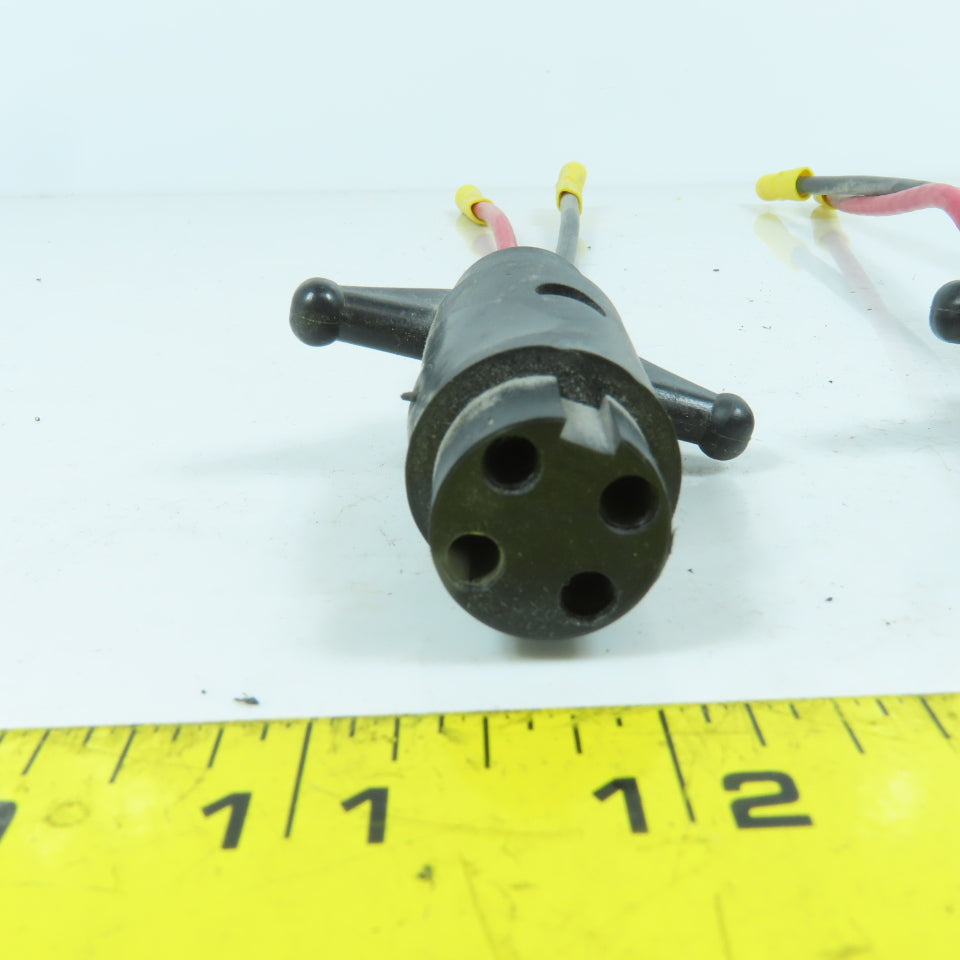 4-Hole 2-Wire Female Pigtail Cordset Receptacle Notched For Marine Boat Lot Of 2