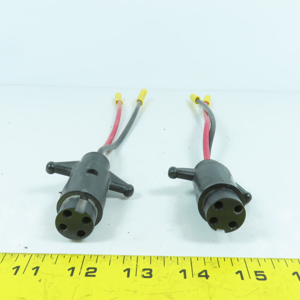 4-Hole 2-Wire Female Pigtail Cordset Receptacle Notched For Marine Boat Lot Of 2