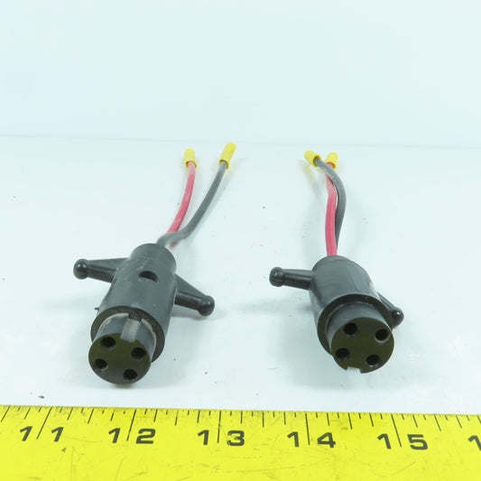 4-Hole 2-Wire Female Pigtail Cordset Receptacle Notched For Marine Boat Lot Of 2
