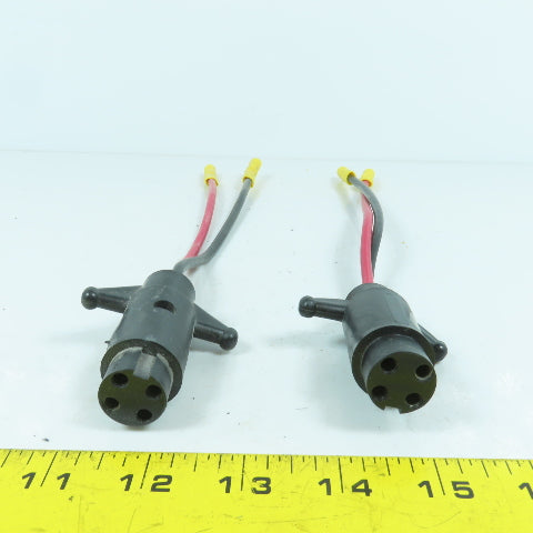 4-Hole 2-Wire Female Pigtail Cordset Receptacle Notched For Marine Boat Lot Of 2