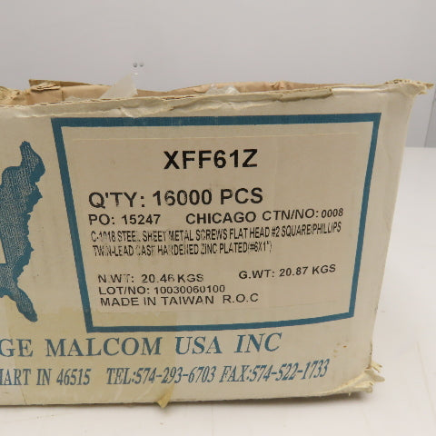 George Malcom XFF61Z #6 x 1" Sheet Metal Flat Head Screw Zinc 19 Lbs.