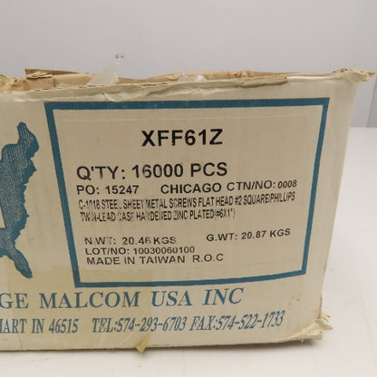 George Malcom XFF61Z #6 x 1" Sheet Metal Flat Head Screw Zinc 19 Lbs.