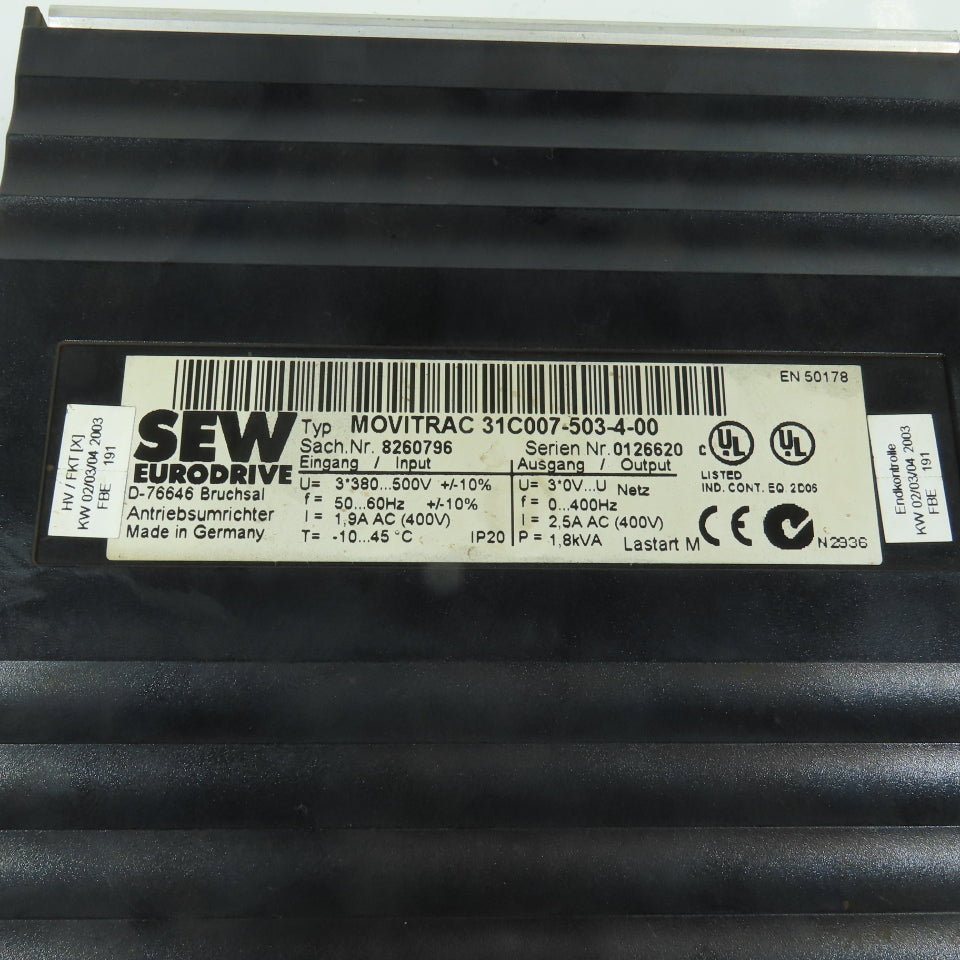 Sew Eurodrive 31C007-503-4-00 MOTIVRAC Frequency Inverter 380-500V 0-400Hz
