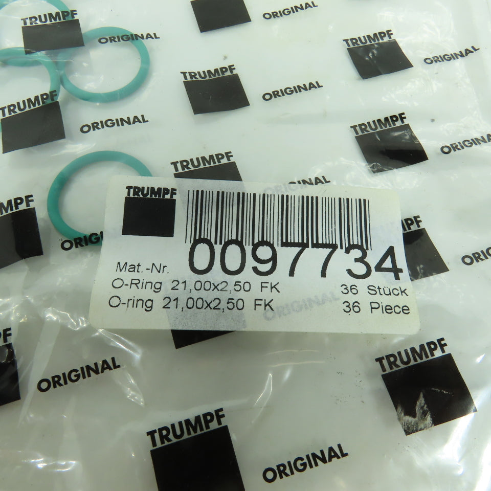 Trumpf 0097734 21.00 x 2.50 FK O-Rings Lot Of 4