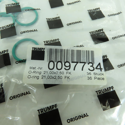Trumpf 0097734 21.00 x 2.50 FK O-Rings Lot Of 4