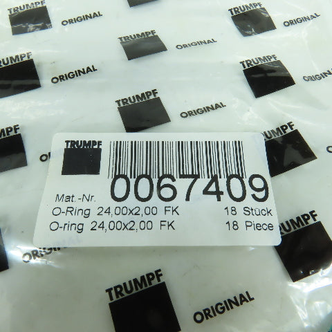 Trumpf 0067409 24.00 x 2.00 FK O-Rings Lot Of 2