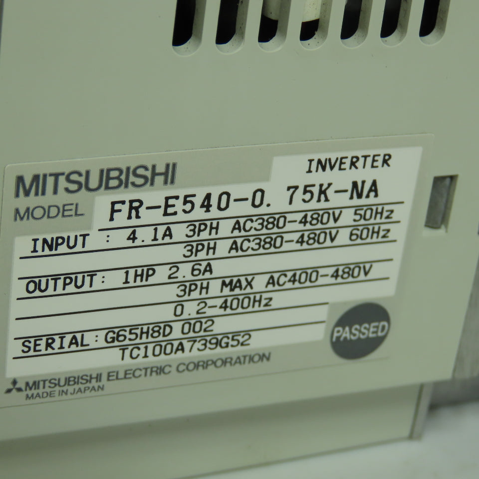 Mitsubishi FR-E540-0.75-NA 1HP AC Inverter Drive 380-480VAC Input 2.6A Output