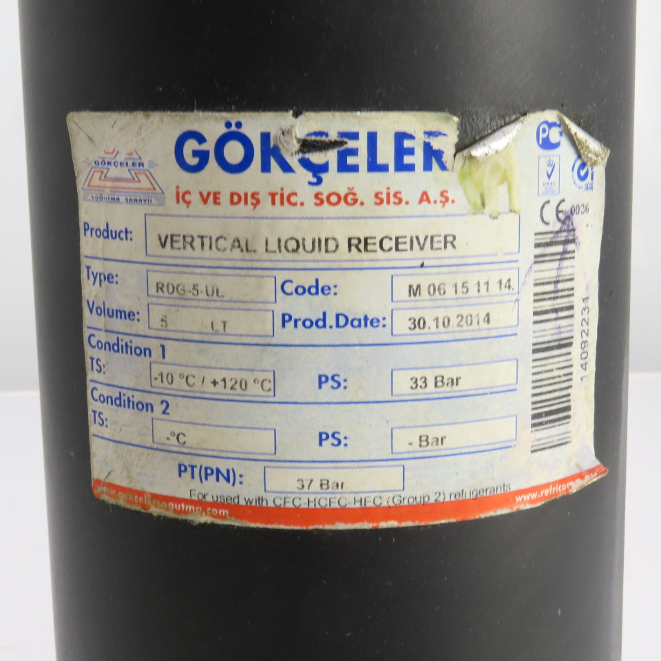Gokceler RDG-5-UL Vertical Liquid Receiver 5 Liter From Sullair RD-400