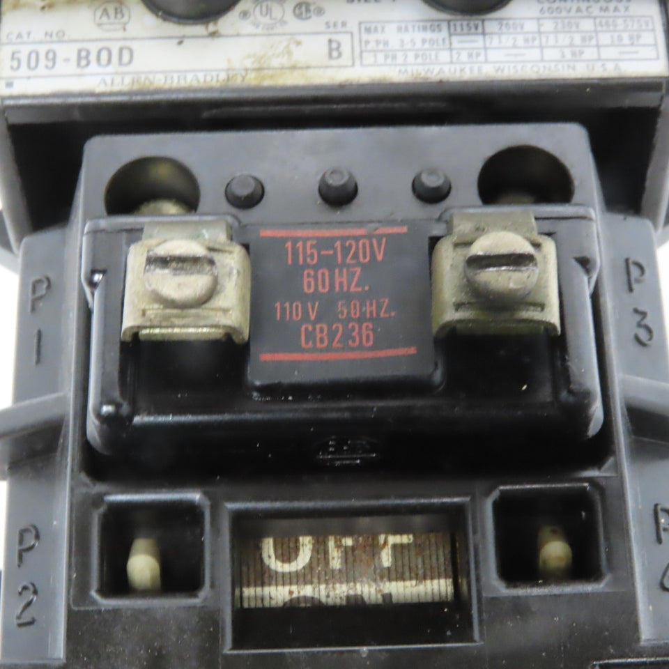 Allen Bradley 509-BOD Ser. B Size 1 Motor Starter W/Thermal Overload 120V Coil
