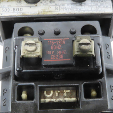 Allen Bradley 509-BOD Ser. B Size 1 Motor Starter W/Thermal Overload 120V Coil