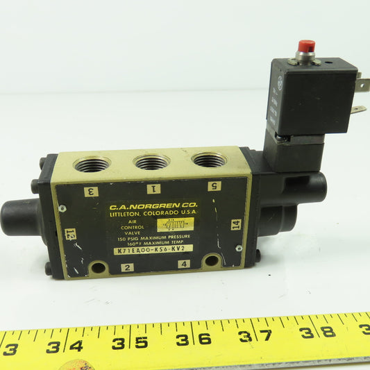 Norgren K71EA00-KS6-KV2 150 PSIG Locking Penumatic Solenoid Valve 24V 5Port