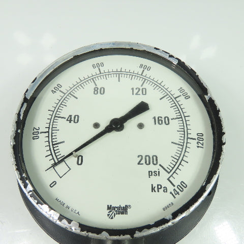 Marshall Town Pressure Gauge 0-200PSI 6" Face 0-1400 kPa