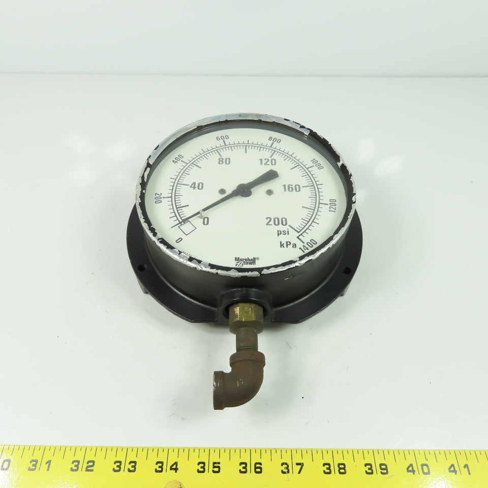 Marshall Town Pressure Gauge 0-200PSI 6" Face 0-1400 kPa