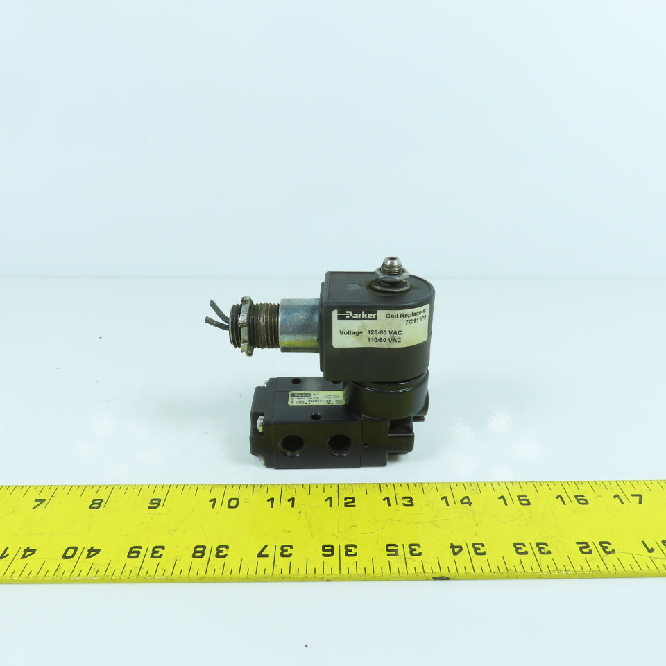 Parker 524011115B 3/2 Position Pneumatic Solenoid Valve 120V Coil 150 PSI Max
