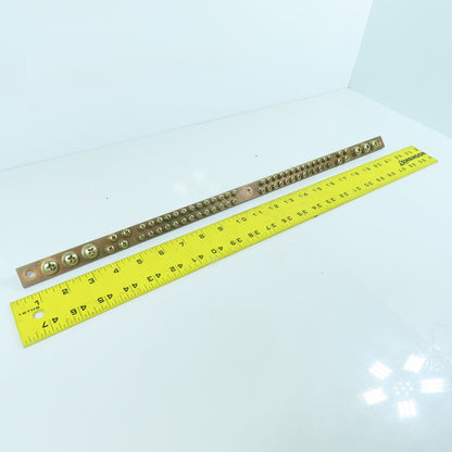 21-5/8" OAL Solid Copper Grounding Bar Strip Plate 66 Terminals 20mm W x 5mm Thc