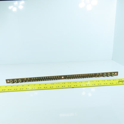 21-5/8" OAL Solid Copper Grounding Bar Strip Plate 66 Terminals 20mm W x 5mm Thc