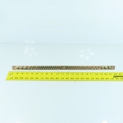 21-5/8" OAL Solid Copper Grounding Bar Strip Plate 66 Terminals 20mm W x 5mm Thc