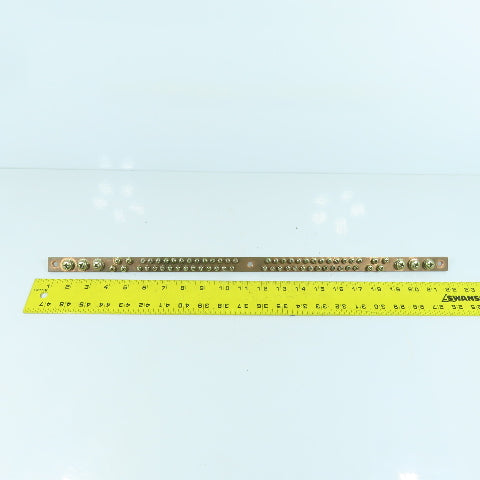 21-5/8" OAL Solid Copper Grounding Bar Strip Plate 66 Terminals 20mm W x 5mm Thc