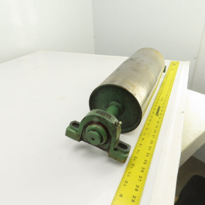 6.4" OD x 16-5/8" Crowned Face Conveyor Tail Drum Roller W/ Pillow Blocks