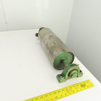 6.4" OD x 16-5/8" Crowned Face Conveyor Tail Drum Roller W/ Pillow Blocks