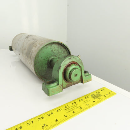 6.4" OD x 16-5/8" Crowned Face Conveyor Tail Drum Roller W/ Pillow Blocks